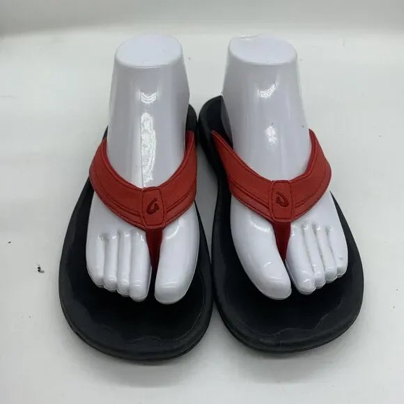 OluKai Sandals Womens Size 9 Red Flip Flop Cushioned Comfort Beach Synthetic - Picture 2 of 10